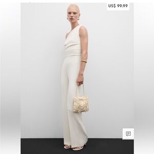 Elegant Cream One-Shoulder Jumpsuit